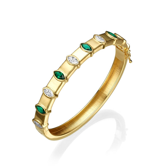 The Emilia Bangle in Emerald