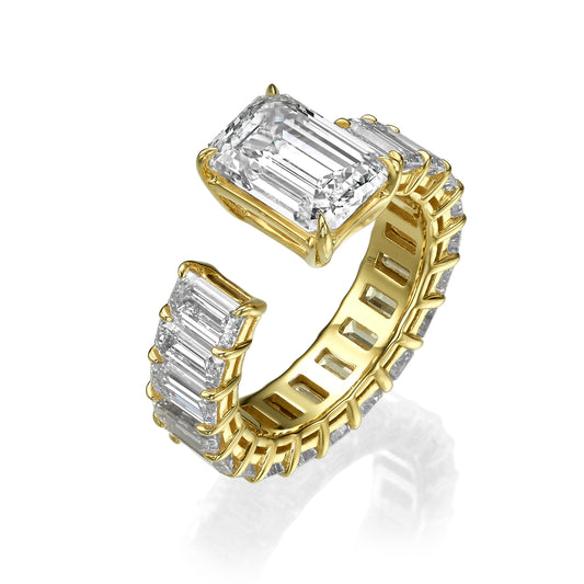 Emerald Cut Out Diamond Eternity Band