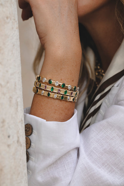 The Emilia Bangle in Emerald