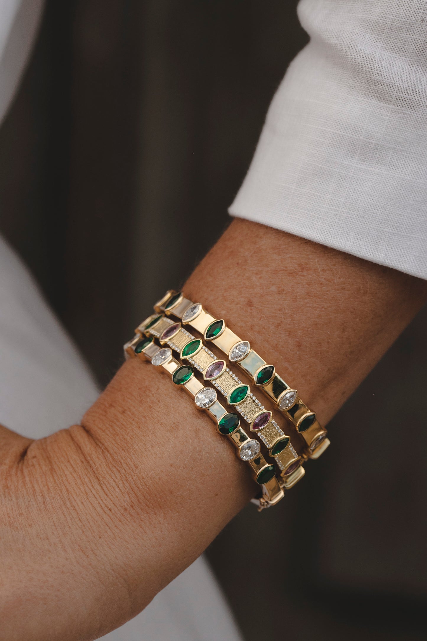 The Emilia Bangle in Emerald