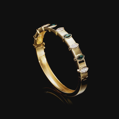 The Emilia Bangle in Emerald